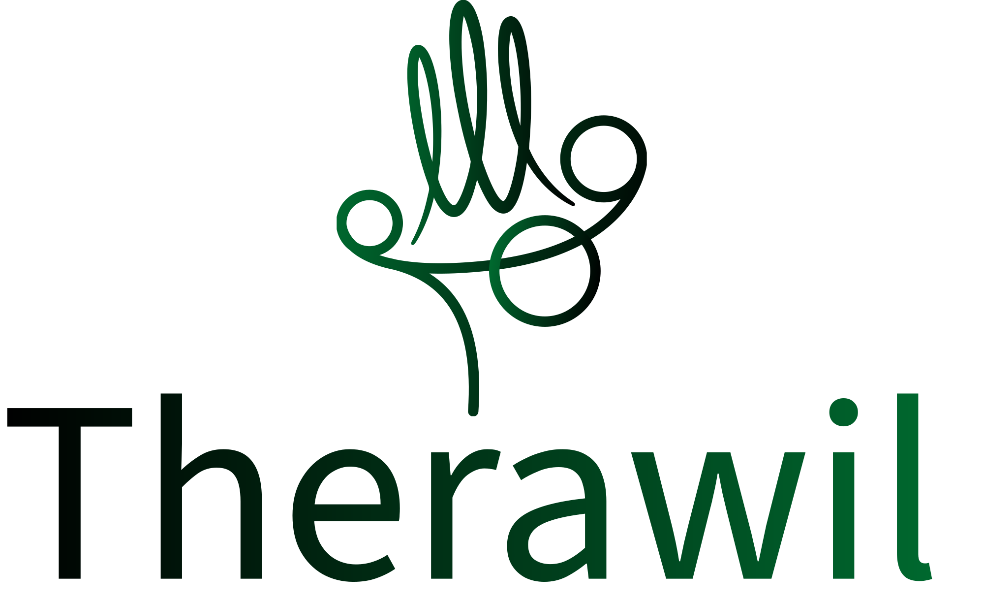 Wortbildzeichen von Therawil, zentriert: die gezeichnete Hand über dem Schriftzug Therawil
